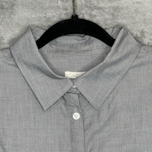 Talbots 2X Shirt Top Gray Solid Sleeveless Collared Button Up Cotton Lightweight - Picture 3 of 6